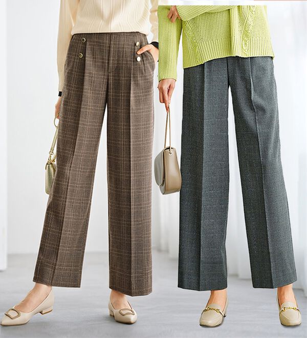 BELLUNA（ベルーナ）の「サマ見えウール調ボタン使いワイドパンツ（ワイドパンツ・ガウチョ）」｜詳細画像