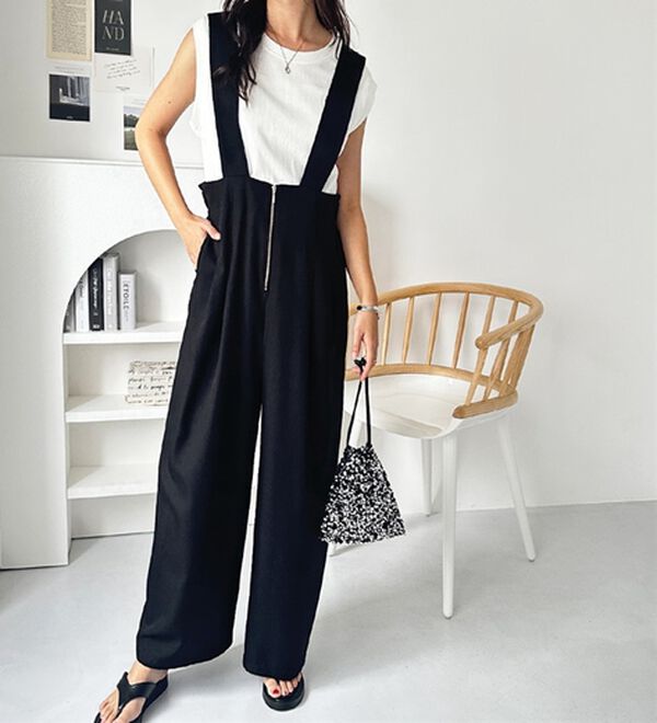 GeeRA（ジーラ）の「フロントジップハイウエストサロペット（オールインワン）」｜詳細画像