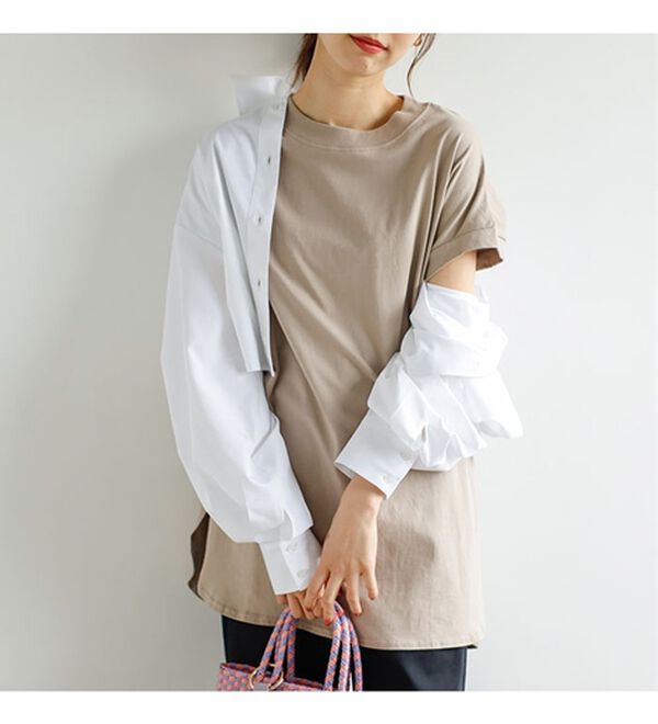 GeeRA（ジーラ）の「綿１００％フレンチスリーブチュニックＴシャツ（カットソー）」｜詳細画像