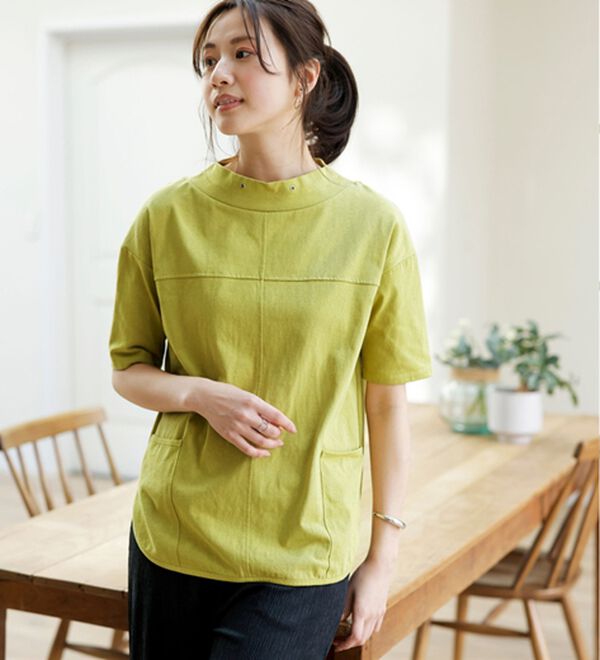 BELLUNA（ベルーナ）の「抗菌防臭綿１００％切替デザインプルオーバー（カットソー）」｜詳細画像