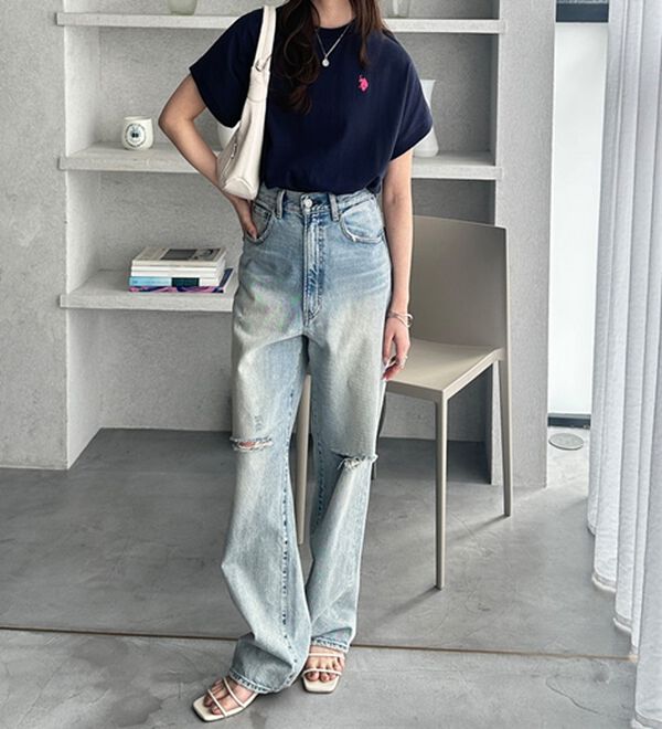 GeeRA（ジーラ）の「【新色追加】【ＵＳ．ＰＯＬＯ．ＡＳＳＮ】綿100％フレンチスリーブＴシャツ（Tシャツ）」｜詳細画像