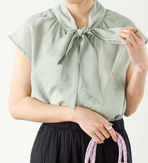 GeeRA（ジーラ）の「前後２ＷＡＹフレンチ袖ボウタイブラウス（ブラウス）」｜詳細画像