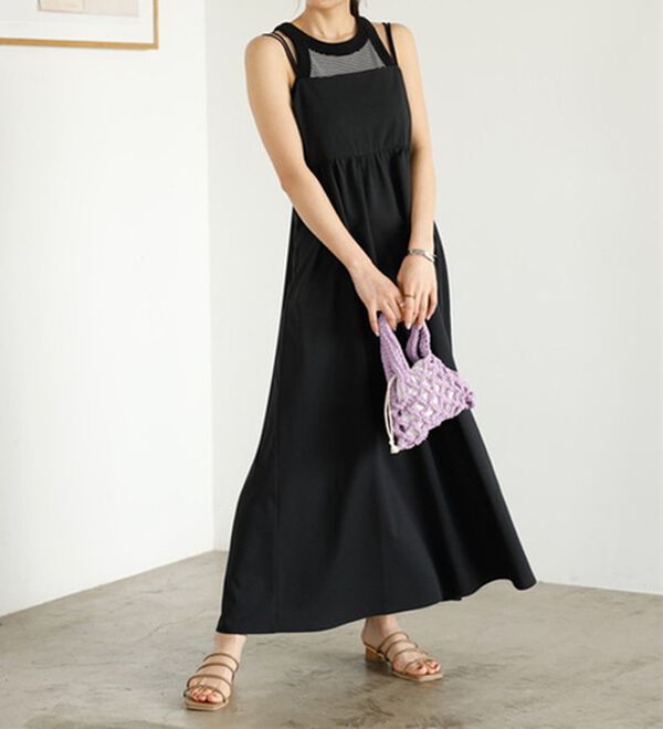 GeeRA（ジーラ）の「サイドオープンキャミワンピース（その他ワンピース）」｜ブラック