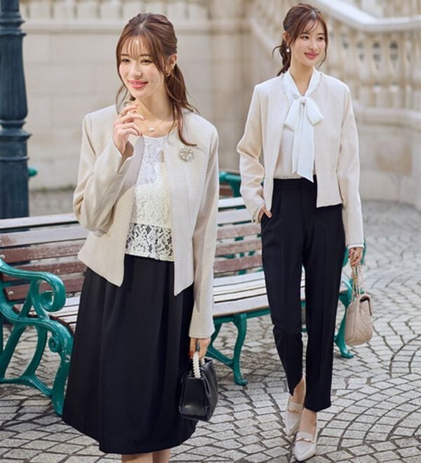 GeeRA（ジーラ）の「【入卒式/セレモニー】ツイード着回し５点セットスーツ　２ジャケット＆パンツ＆ワンピ（その他スーツ）」｜詳細画像