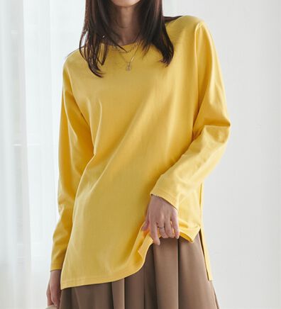 RANAN（ラナン）の「＜ＢＣ＞綿１００％&times;吸湿発熱！あったか裾スリットロングプルオーバー（カットソー）」