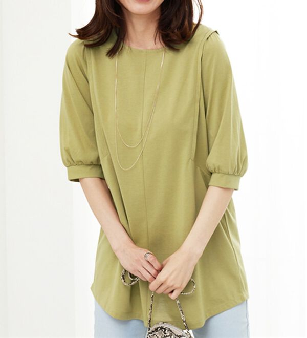 BELLUNA（ベルーナ）の「汗ジミ対策！ギャザー使いチュニック（チュニック）」｜詳細画像