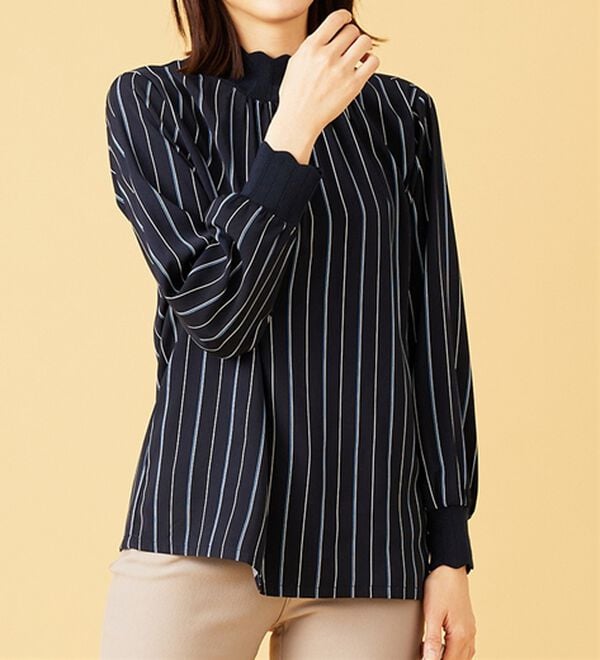 BELLUNA（ベルーナ）の「衿＆袖ニット使い美人顔ブラウス（ブラウス）」｜詳細画像