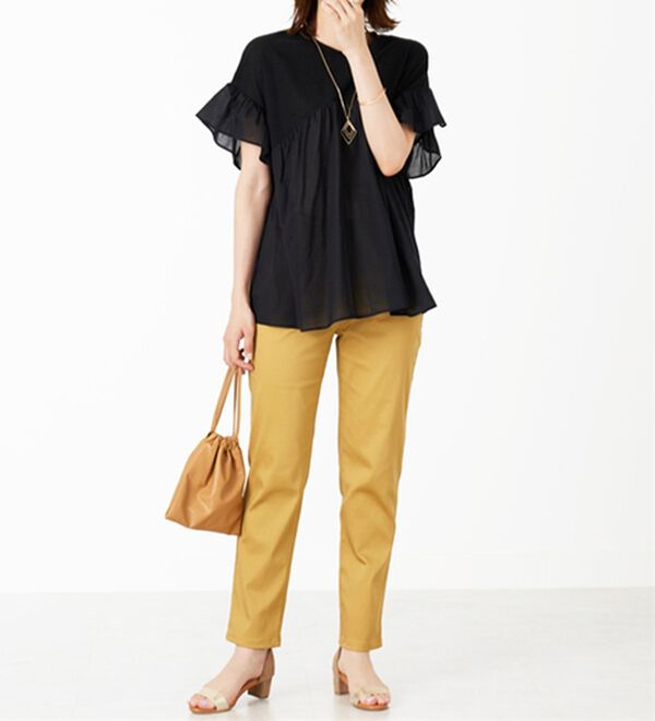 BELLUNA（ベルーナ）の「【Ｌａｇｒｉｌｕａ】異素材使いギャザーチュニック（カットソー）」｜詳細画像