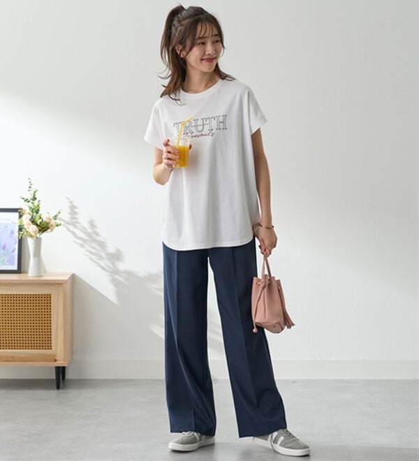 BELLUNA（ベルーナ）の「リネンタッチ美脚タックワイドパンツ（フルレングスパンツ）」｜詳細画像