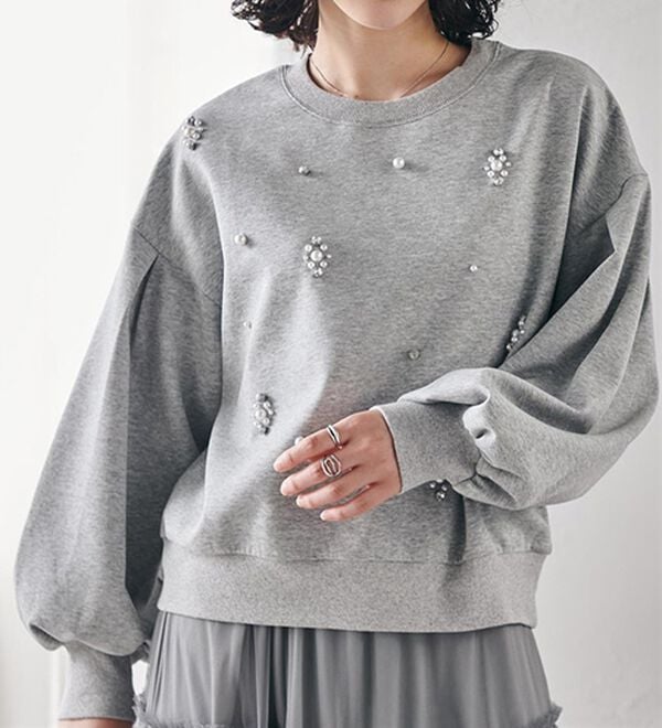 RANAN（ラナン）の「ビジュー使いボリューム袖プルオーバー（カットソー）」｜詳細画像