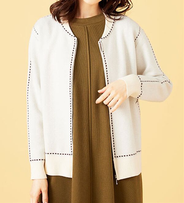 BELLUNA（ベルーナ）の「【Ｌａｇｒｉｌｕａ】ステッチ風ジャカード編ニットジャケット（その他ジャケット）」｜詳細画像