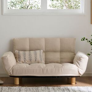 iellio（イエリオ）の「コンパクト脚付ふかふかカウチソファ　ＬＩＲＡＫＵ＜コンパクトソファ・ローソファ・１人掛け・２人掛け・一人暮らし・新生活＞（ソファ）」｜ファブリックベージュ