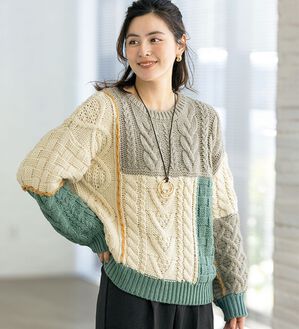 ルフラン（ルフラン）の「パッチワークのゆるニット（ニット・セーター）」｜詳細画像