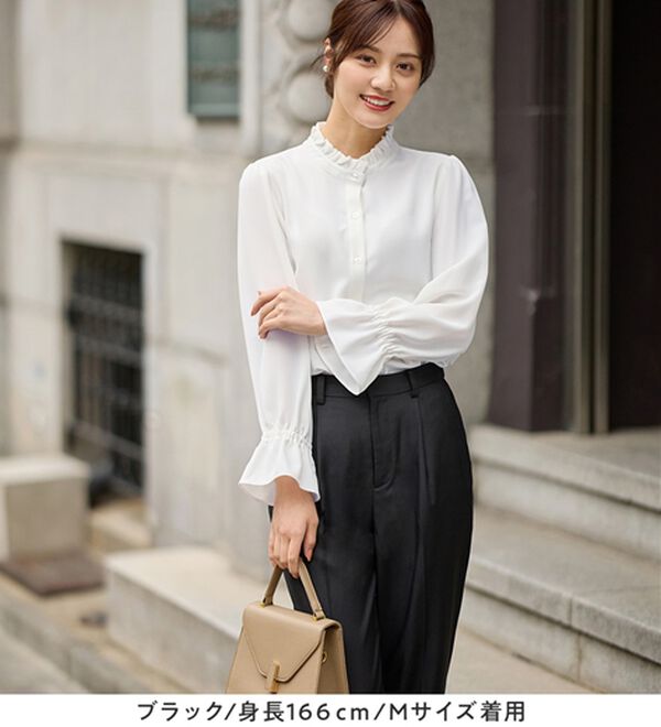 alotta（アロッタ）の「【３点セット】洗える！Ａラインロングジャケットスーツ（パンツスーツ）」｜詳細画像