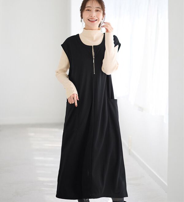 Viola e Viola（ヴィオラ エ ヴィオラ）の「なめらかポンチ　Iラインジャンスカ（ジャンパースカート）」｜詳細画像