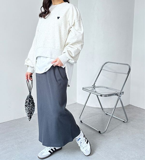 GeeRA（ジーラ）の「【着回し力◎】楽ちんすっきり見え！リブロングスカート（ロングスカート）」｜詳細画像