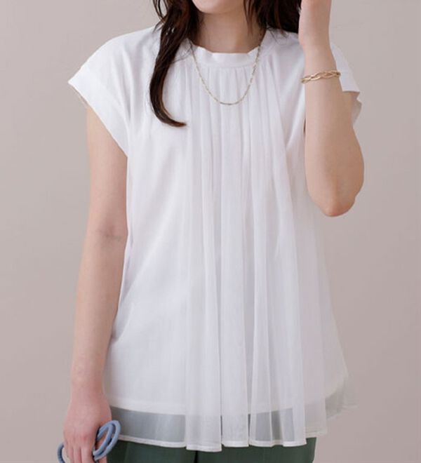 BELLUNA（ベルーナ）の「リブ使いチュール重ねブラウス（ブラウス）」｜詳細画像