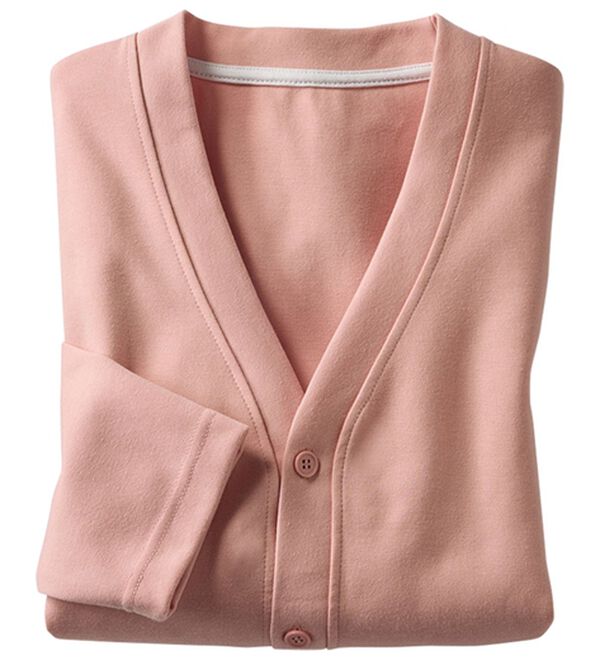 「＜シンプル＆プラス＞毎日活躍！お買得カーディガン（メンズカーディガン）」｜グレイッシュピンク