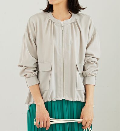 BELLUNA（ベルーナ）の「とろみ素材ポケットデザインブルゾン（ブルゾン）」