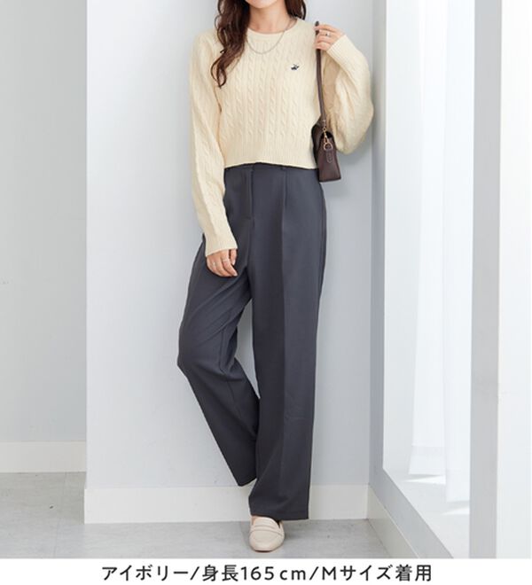 Viola e Viola（ヴィオラ エ ヴィオラ）の「【ビバリーヒルズポロクラブ】ケーブル柄ショートニット（ニット・セーター）」｜詳細画像