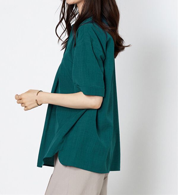 BELLUNA（ベルーナ）の「麻調素材スキッパーブラウス（ブラウス）」｜詳細画像