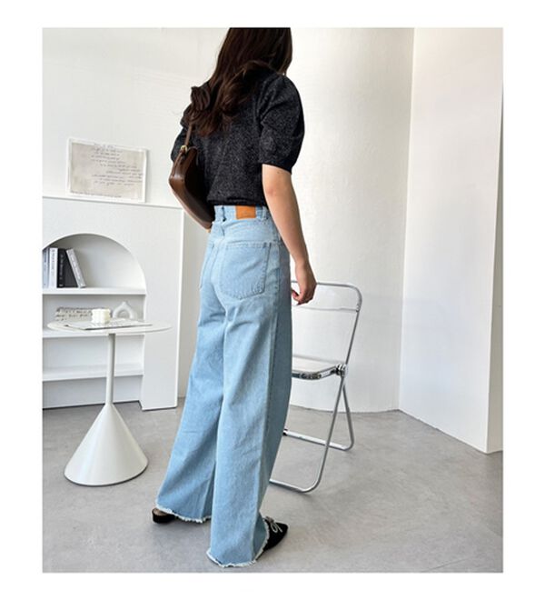 GeeRA（ジーラ）の「オリジナルパッチハイウエストデニム（ワイドパンツ・ガウチョ）」｜詳細画像