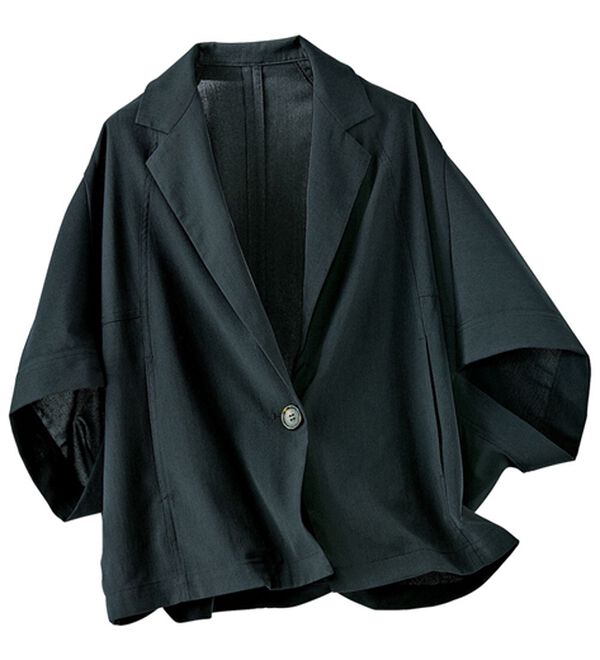 BELLUNA（ベルーナ）の「さらっと体型カバー　ワイドサマージャケット（その他ジャケット）」｜黒