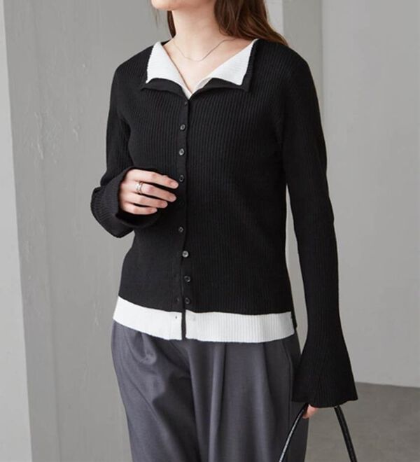 RANAN（ラナン）の「レイヤード配色ニットカーディガン（ニットカーディガン）」｜詳細画像