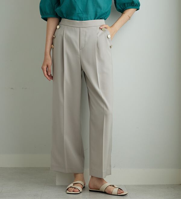 BELLUNA（ベルーナ）の「メランジストレッチ素材ワイドパンツ（ワイドパンツ・ガウチョ）」｜詳細画像