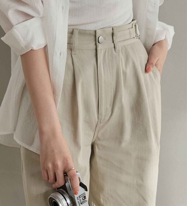 CHAN ME（チャンミ）の「ツーストラップコットンワイドパンツ（ワイドパンツ・ガウチョ）」｜詳細画像