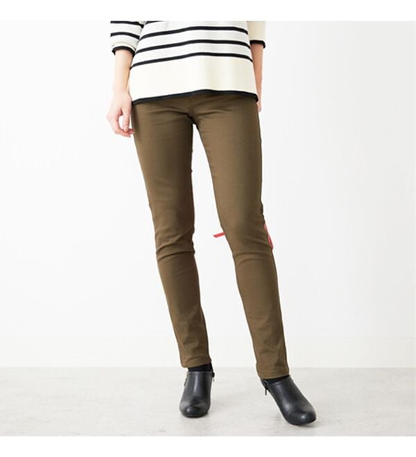 BELLUNA（ベルーナ）の「静電防止！蓄熱綿サテンストレッチカラーパンツスリム（フルレングスパンツ）」｜詳細画像