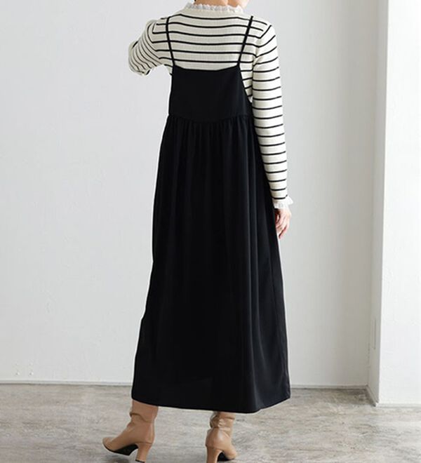 Pierrot（ピエロ）の「【選べる丈】前後２ｗａｙギャザー切り替えキャミワンピース（カットソーワンピース）」｜詳細画像