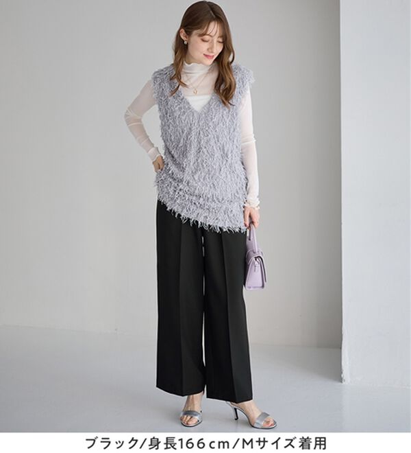 alotta（アロッタ）の「ウエストシャーリングとろみワイドパンツ（ワイドパンツ・ガウチョ）」｜詳細画像