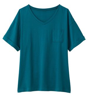Viola e Viola（ヴィオラ エ ヴィオラ）の「綿１００％ポケット付ゆるＴシャツ（Tシャツ）」｜ブルーグリーン