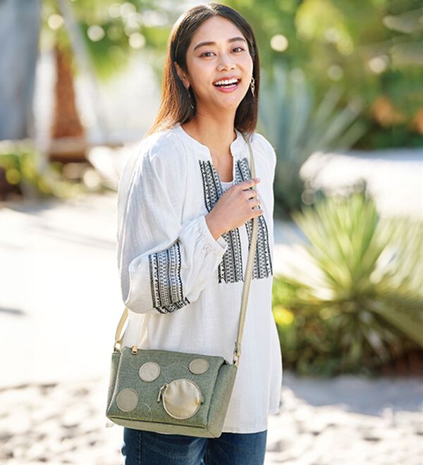 BELLUNA（ベルーナ）の「麻風ドットモチーフショルダーバッグ（ショルダーバッグ）」｜詳細画像