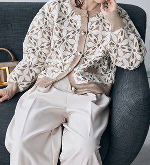 RANAN（ラナン）の「花柄モールジャカードカーデ（ニットカーディガン）」｜詳細画像