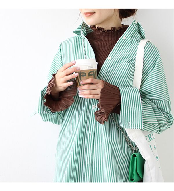 GeeRA（ジーラ）の「プリーツ付ハイネックリブニットトップス（ニット・セーター）」｜詳細画像