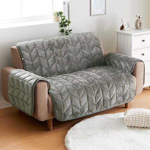 iellio（イエリオ）の「あったかふわふわボリュームソファカバー＜吸湿発熱・フランネル素材＞（ソファーカバー）」｜チャコールグレー