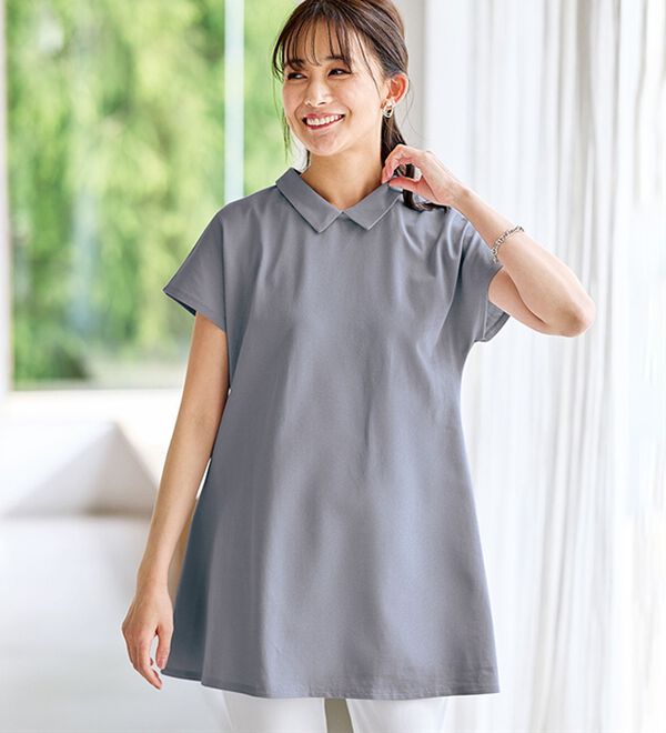 BELLUNA（ベルーナ）の「ヒンヤリ！綿１００％かのこポロチュニック（チュニック）」｜詳細画像