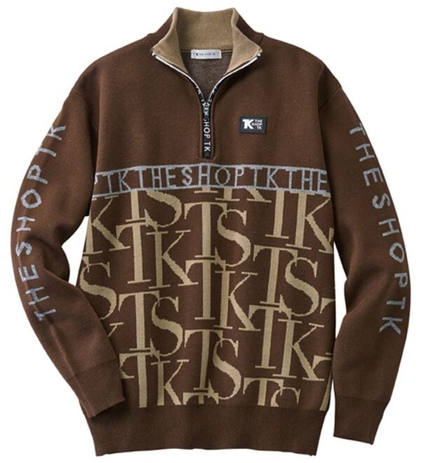 「＜ザ　ショップ　ティーケー＞ロゴジャカードハーフジップニット（メンズニット・セーター）」｜ブラウン