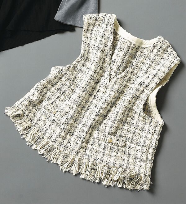 RANAN（ラナン）の「ツイードショートベスト（ベスト）」｜詳細画像