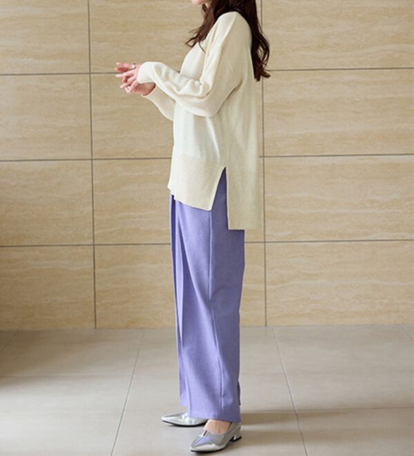 RANAN（ラナン）の「ワイドリブ使いカラーニットチュニック（ニット・セーター）」｜詳細画像