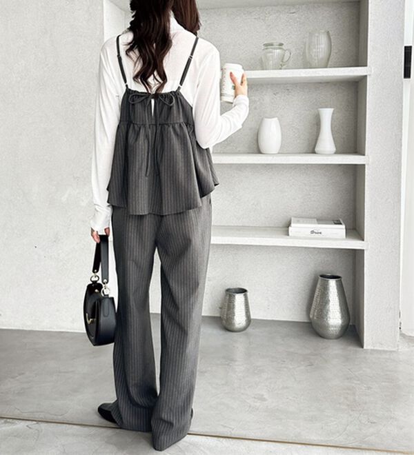 GeeRA（ジーラ）の「セットアップ風プリーツビスチェキャミサロペ（オールインワン）」｜詳細画像