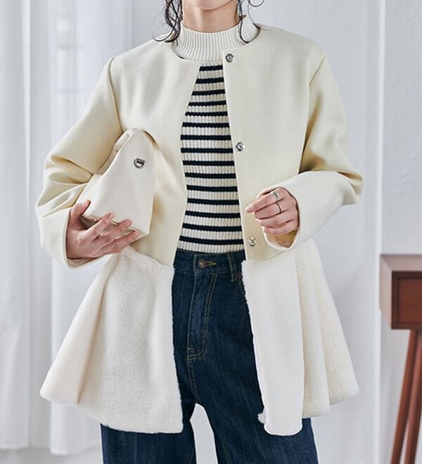 RANAN（ラナン）の「ペプラムファー切替コート（ハーフコート）」｜詳細画像