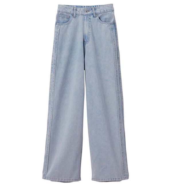 RANAN（ラナン）の「配色サイドフリンジワイドデニム（フルレングスパンツ）」｜詳細画像