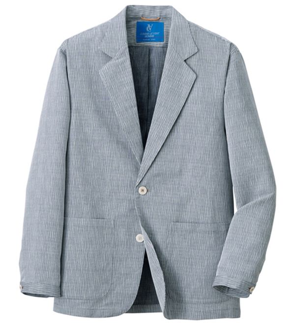 「＜コムルヴァン・オム＞紙糸軽やかテーラーカーデ（メンズジャケット）」｜ネイビ－