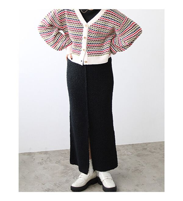 GeeRA（ジーラ）の「ブークレ素材ニットタイトスカート（ロングスカート）」｜詳細画像