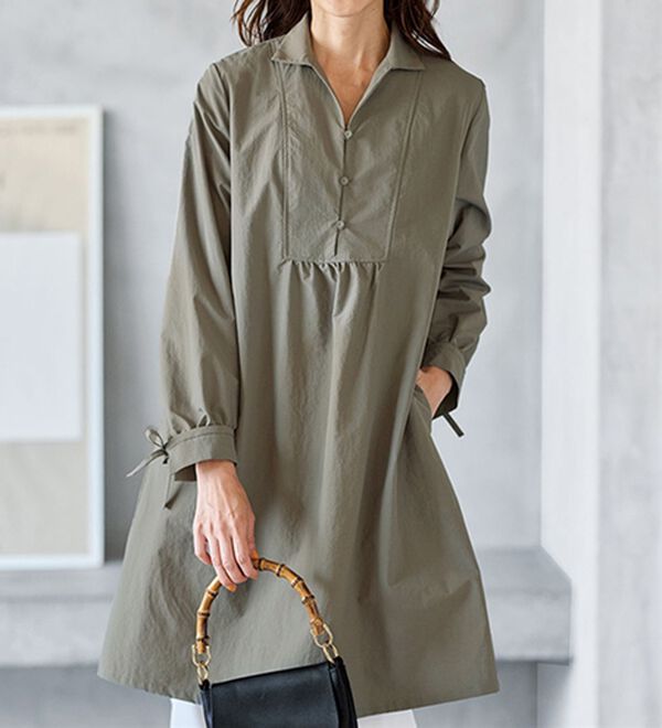 BELLUNA（ベルーナ）の「ナチュラルを楽しむナイロン素材チュニックワンピース（チュニックワンピース）」｜チャコール