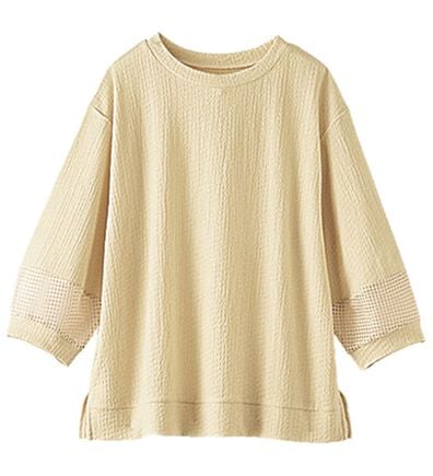 BELLUNA（ベルーナ）の「ジャカード素材袖メッシュレースプルオーバー（カットソー）」
