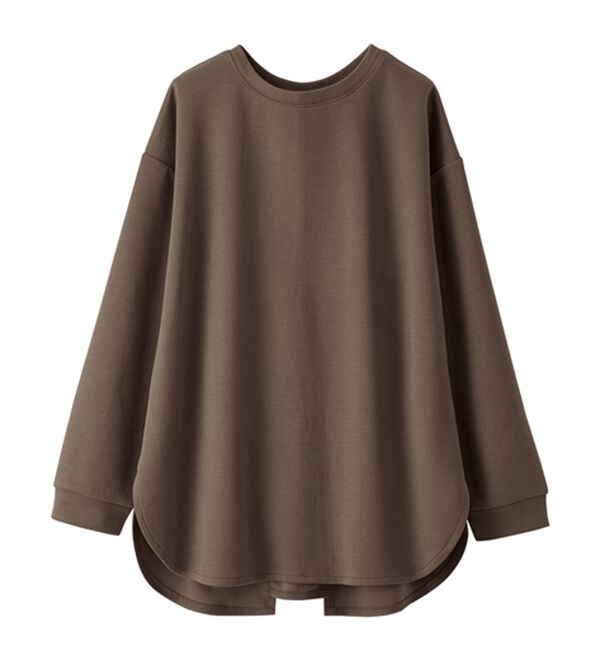 BELLUNA（ベルーナ）の「バックリボンデザイン裾ラウンドチュニック（チュニック）」｜モカ